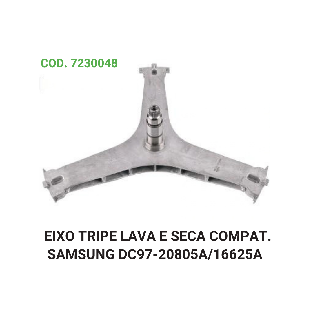 EIXO TRIPÉ DE REPOSIÇÃO ALADO PARA LAVA E SECA – COMPATÍVEL COM EQUIPAMENTOS LG – REFERÊNCIA DE APLICAÇÃO: MWH62021601 (EIXO ESTRIADO) SEM PARAFUSO