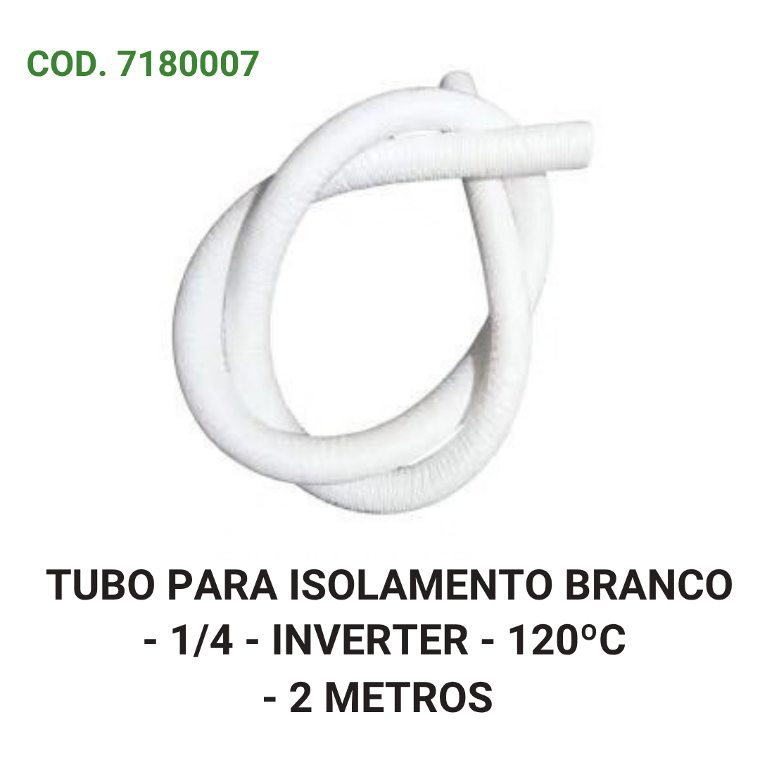 TUBO ALADO PARA ISOLAMENTO BRANCO - 1/4 - INVERTER - 120ºC - 2 METROS