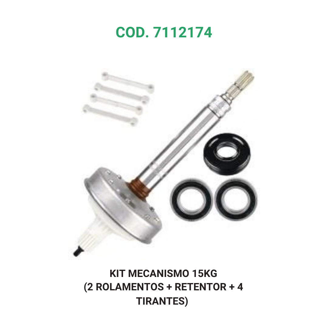 KIT MECANISMO 15KG (2 ROLAMENTOS + RETENTOR + 4 TIRANTES)