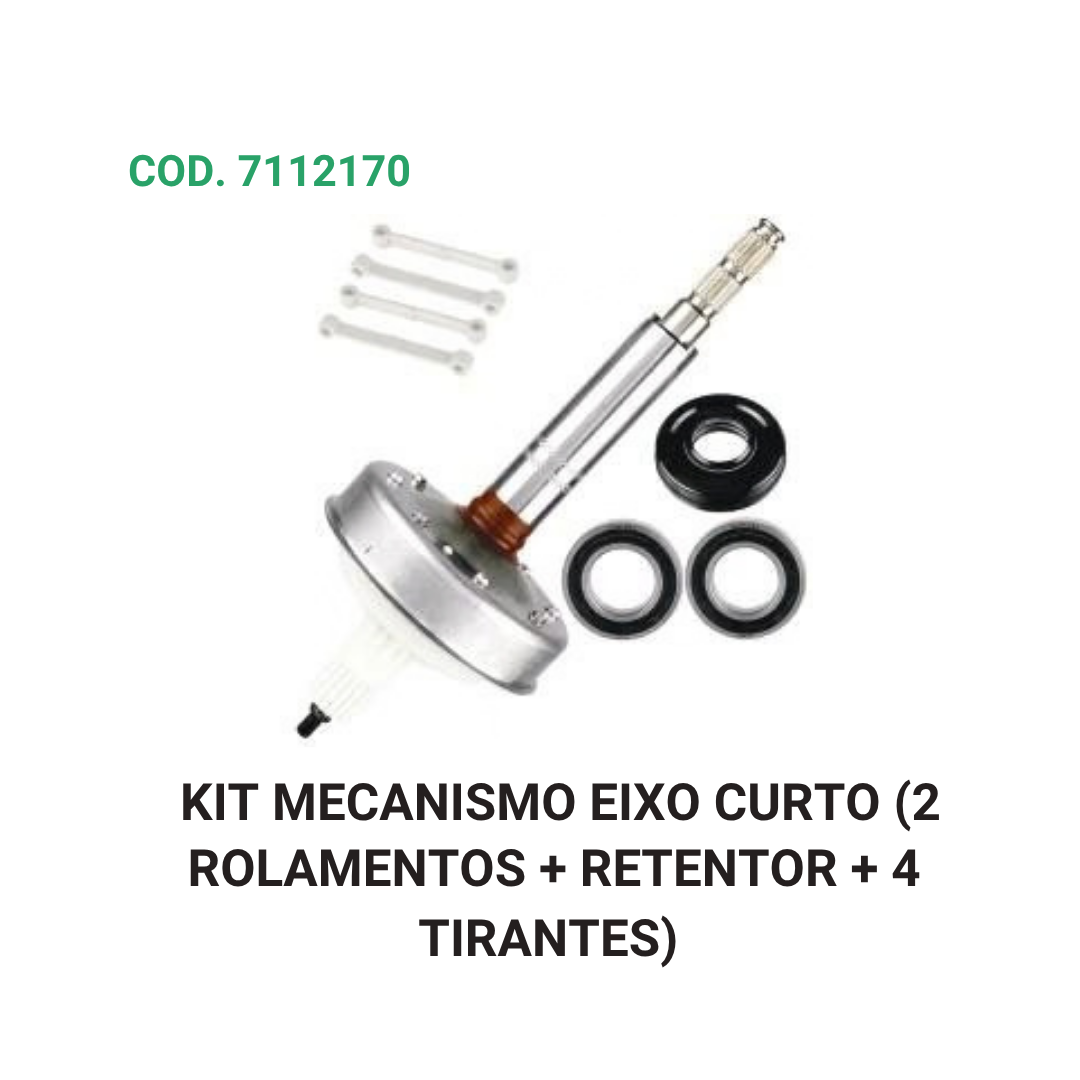 KIT MECANISMO EIXO CURTO (2 ROLAMENTOS + RETENTOR + 4 TIRANTES)
